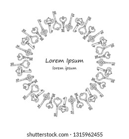 Card teplate with cute hand drawn keys. Vector 