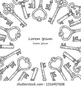 Card teplate with cute hand drawn keys.