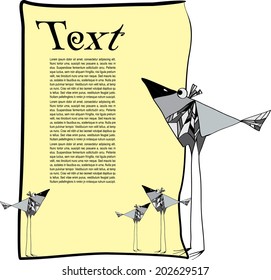 Card for text with a bird. vector illustration