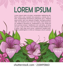 Card for text with flowers. vector illustration
