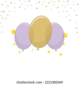 card with text happy birthday. holiday invitation with balloons.	