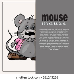card with text and mouse. vector