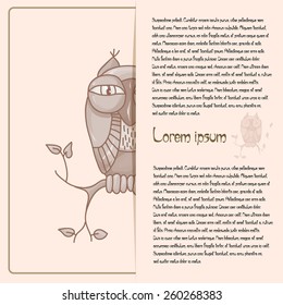 Card for text with an owl. vector