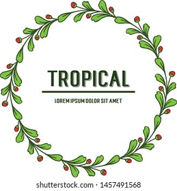 Card texture tropical with modern leaves flower frame. Vector