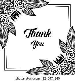 Card Thank you floral hand draw vector illustration