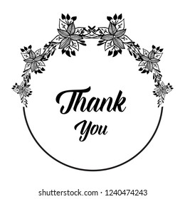 Card Thank you floral hand draw vector illustration