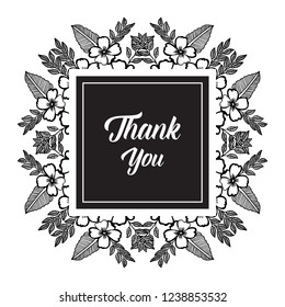 Card Thank you with flower frame vector art