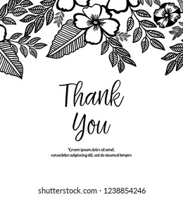 Card Thank you with flower frame vector art