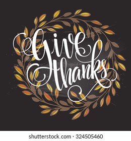 Card for Thanksgiving Day on the blackboard with floral design. Vector illustration EPS 10