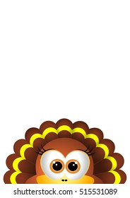 Card for Thanksgiving Day. Thanksgiving turkey on white background. Thanksgiving postcard.
