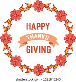 Card thanksgiving with decorative of leaf wreath frame. Vector