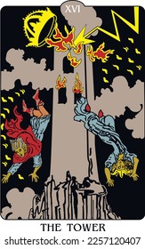 CARD "THE TOWER": 16TH MAJOR ARCANUM TAROT