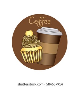 Card themes coffee, cup of coffee, cupcakes
