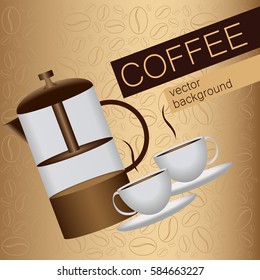 Card themes coffee, cup of coffee, french press