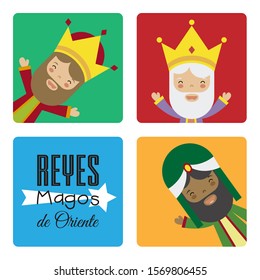 Card of the three wise men. Spanish text: Three Wise Men