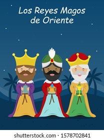 Cartão dos três sábios. Texto espanhol Three Wise Men