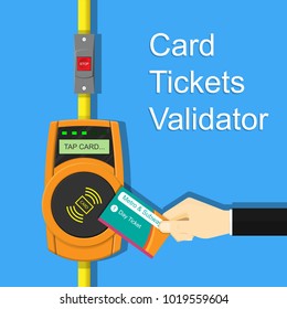 Card ticket validation scanning display tram train city urban box ride NFC RFID access metro check quick debit phone mobile credit driver toll fast pass rail stop button switch digital radio alert