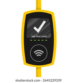 Card ticket validation scanning display public transport isolated on white background. Contactless cashless payments. Vector stock