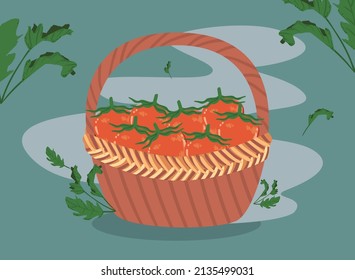 card of tomatoes on basket