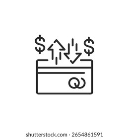 Icono de transacción de tarjeta. Sencillo ícono de transacción con tarjeta para App y Diseño web de redes sociales. Ilustración vectorial
