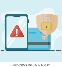 Icono de advertencia de transacción de tarjeta en el sistema de seguridad digital