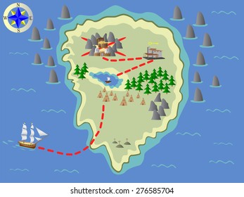 Card treasure. Vector illustration