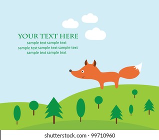 card with tree for ecology animals.vector illustration