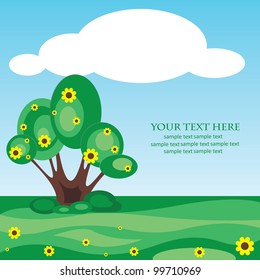 card with tree for ecology and summertime
