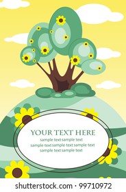 card with tree for ecology and summertime