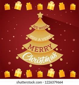 Card tree with Merry Christmas
