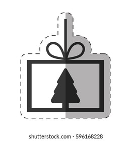 card tree pine christmas line vector illustration eps 10