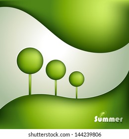 Card with trees on the hill
