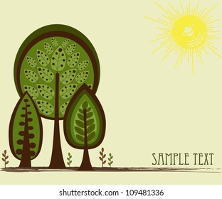 Card with trees for sample text