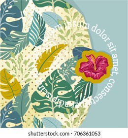 CARD with Tropical  decor. Vector illustration.