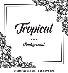 Card of tropical hand draw with flower vector illustration