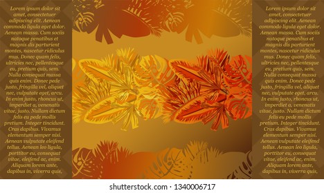 Card with a tropical leaves.Thank you card.
