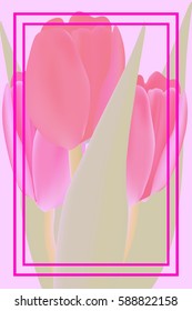 Card  with tulips, made with a gradient mesh