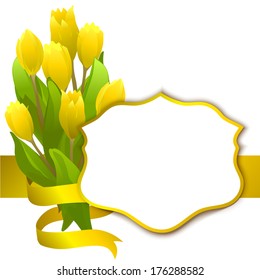 card with tulips and a vignette. vector illustration