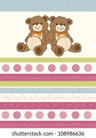 card with a twins teddy bears