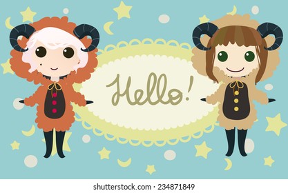 Card with two happy sheep
