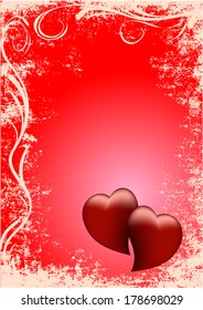 card two red hearts