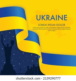 Card with ukrainian flag concept background with space for text