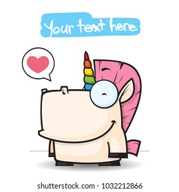 Card with unicorn character. Vector illustration.