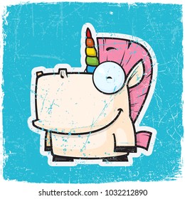 Card with unicorn character. Vector illustration.