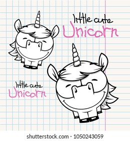 Card with unicorn character. Vector illustration.