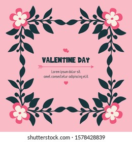 Card valentine day, with design leaf flower frame. Vector