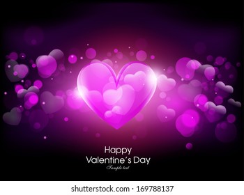 card for valentine day with heart, love, bokeh