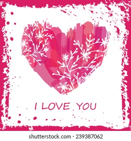 Card of Valentine Day. I love you. Vector illustration.