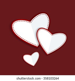 Card Valentine's Day. Abstract background with cut paper heart. Vector illustration