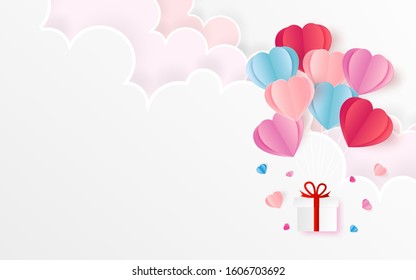 Card Valentine's day balloon heart love Invitation on vector abstract background